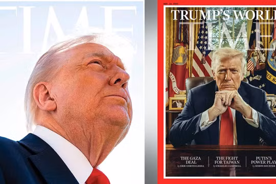 Bìa cũ (trái) bị ông Trump chê bai và bìa mới được tạp chí Time cho ra mắt. Ảnh: Deadline.
