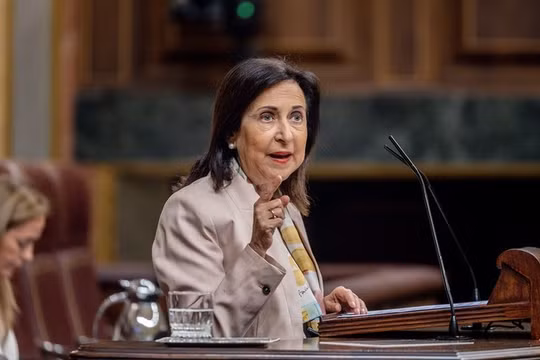 Bộ trưởng Quốc phòng Tây Ban Nha Margarita Robles tại Đại hội đại biểu ở Madrid, ngày 18/6. Ảnh: Getty.