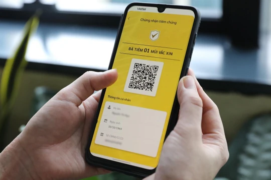 Chứng nhận điện tử sau khi hoàn thành mũi tiêm chủng vaccine COVID-19 đầu tiên.