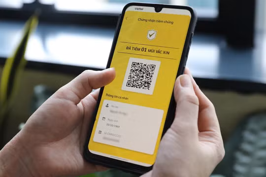 Chứng nhận điện tử sau khi hoàn thành mũi tiêm chủng vaccine COVID-19 đầu tiên.