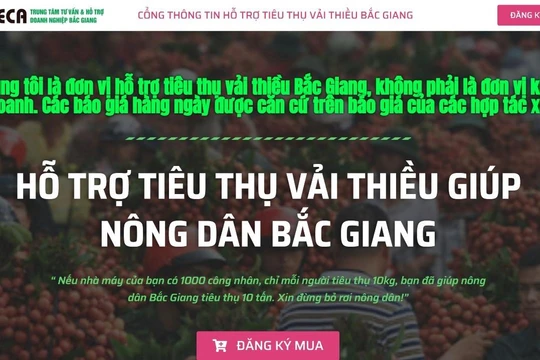 Cổng thông tin hỗ trợ tiêu thụ vải thiều do hiệp hội Doanh nghiệp tỉnh Bắc Giang xây dựng.