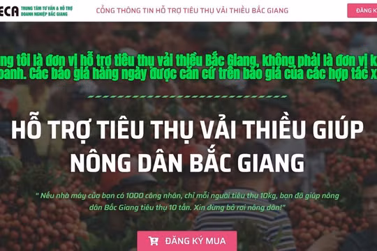 Cổng thông tin hỗ trợ tiêu thụ vải thiều do hiệp hội Doanh nghiệp tỉnh Bắc Giang xây dựng.