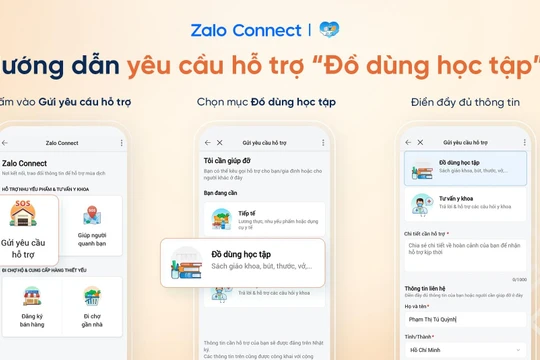 Gửi yêu cầu hỗ trợ “Đồ dùng học tập” qua Zalo Connect