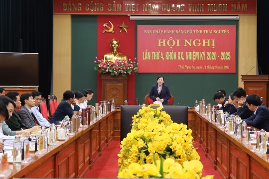 Bà Nguyễn Thanh Hải - Ủy viên Ban Chấp hành Trung ương Đảng, Bí thư Tỉnh ủy, Trưởng Đoàn ĐBQH tỉnh Thái Nguyên phát biểu chỉ đạo tại hội nghị.