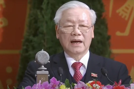 Tổng Bí thư Nguyễn Phú Trọng tại Lễ ra mắt Ban Chấp hành Trung ương Đảng khoá XIII.