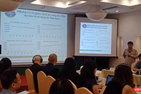Các chuyên gia về điều trị viêm gan C chia sẻ thông tin tại buổi hội thảo sáng 24/9.