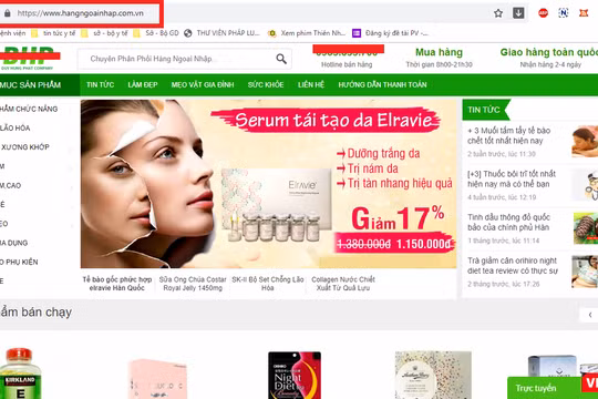 Trang web hangngoainhap.com.vn có dấu hiệu lừa dối người tiêu dùng khi quảng cáo thực phẩm bảo vệ sức khỏe Fracora Placenta Drink 150.000.