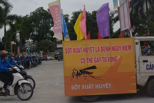 Biểu ngữ về phòng, chống bệnh sốt xuất huyết tại Hà Nội (Ảnh: Sở Y tế Hà Nội)
