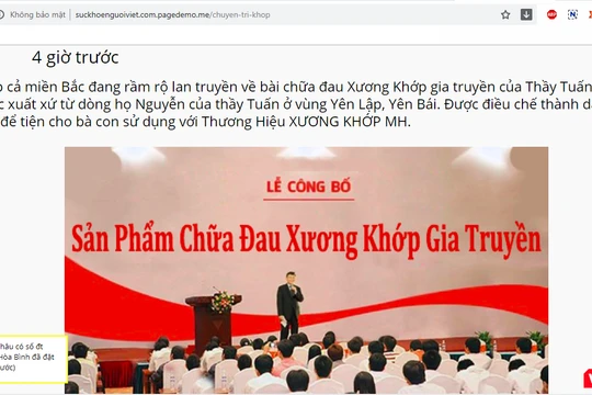 Một bài quảng cáo trên trang web vi phạm