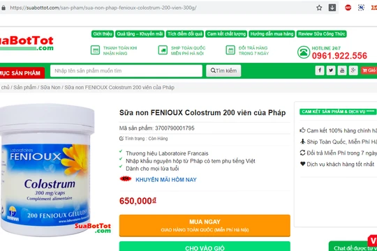 Một trang web vi phạm bị Cục An toàn thực phẩm tuýt còi