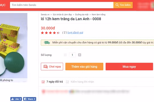 Kem tẩy trắng da Lan Anh không đáp ứng quy định của Bộ Y tế, vì vậy bị đình chỉ lưu hành trên toàn quốc.