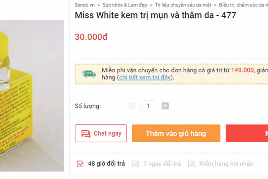Sản phẩm Miss White được bày bán trên một trang web.