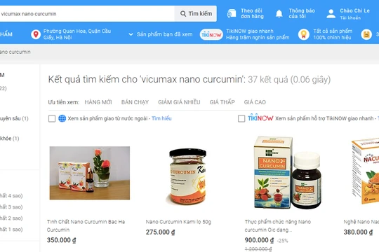 Các sản phẩm bày bán trên trang tiki.vn