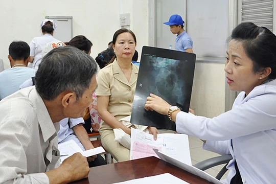 Bác sĩ khám chữa cho bệnh nhân