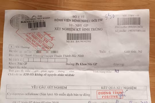 Một học sinh của trường được xác nhận dương tính với sán lợn