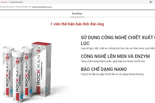 Một trang web quảng cáo sản phẩm Rockman quá công dụng vi phạm quy định.