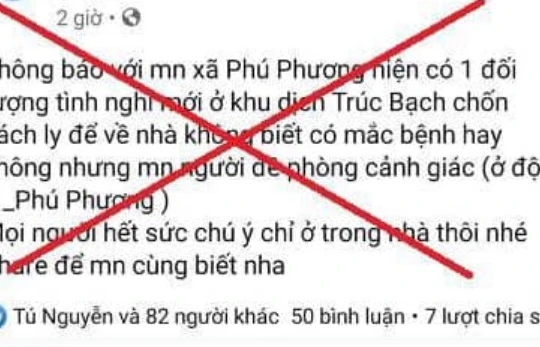 Tin nhảm về trường hợp trốn cách ly đã được gỡ bỏ. Ảnh: CA TP. Hà Nội.