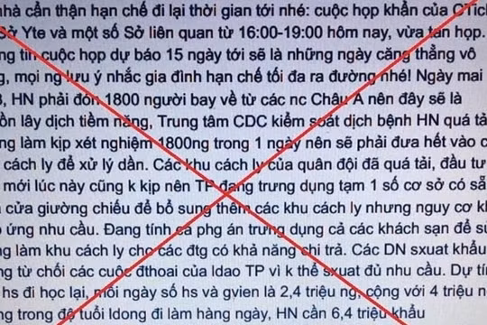 Thông tin thất thiệt đăng trên mạng xã hội. Ảnh: CA TP HN