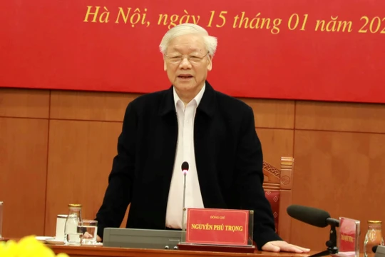 Tổng Bí thư, Chủ tịch nước Nguyễn Phú Trọng yêu cầu đẩy nhanh tiến độ, xử lý dứt điểm các vụ án, vụ việc tham nhũng, kinh tế nghiêm trọng, phức tạp. Ảnh: VGP.