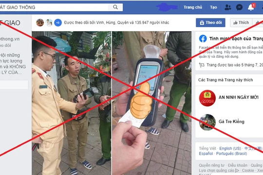 Một fanpage trên Facebook sử dụng tên và phù hiệu của lực lượng CSGT. Ảnh chụp màn hình: A.L.