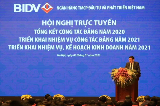 Chủ tịch BIDV Phan Đức Tú phát biểu tại hội nghị (Nguồn: BIDV)