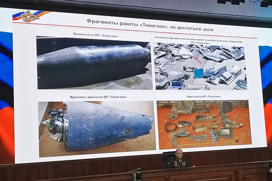 Bộ tổng tham mưu quân đội Nga trưng bày bằng chứng tên lửa Mỹ bị bắn hạ trong cuộc tấn công sáng 14/4