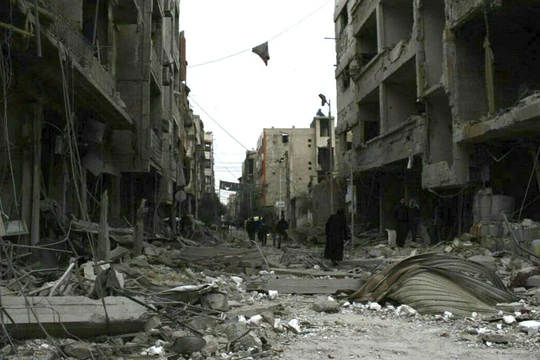 Cảnh đổ nát ở Đông Ghouta