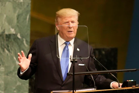 Tổng thống Mỹ Donald Trump phát biểu tại Đại hội đồng Liên Hiệp Quốc tại trụ sở Liên Hiệp Quốc ở New York ngày 19/9/2017.