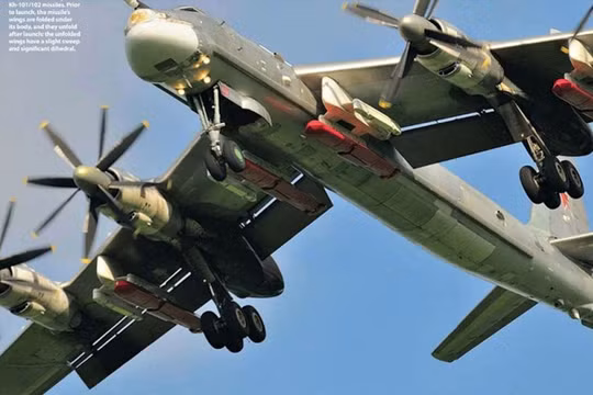 Máy bay ném bom chiến lược Tu-95 Nga mang tên lửa Kh-101 có thể mang đầu đạn hạt nhân