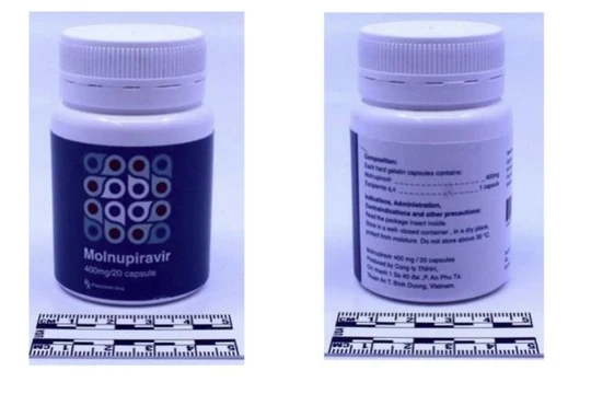 Thuốc Molnupiravir giả. Ảnh: Bộ Y tế