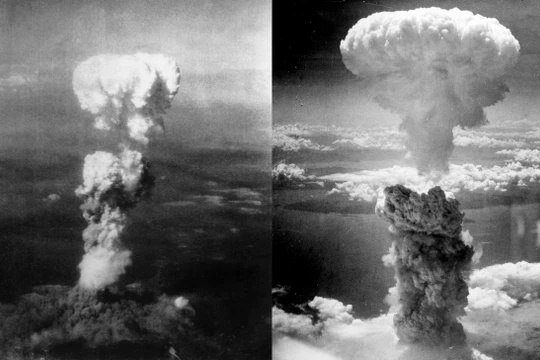 Hình ảnh vụ nổ bom nguyên tử ở hai thành phố Hiroshima và Nagasaki.