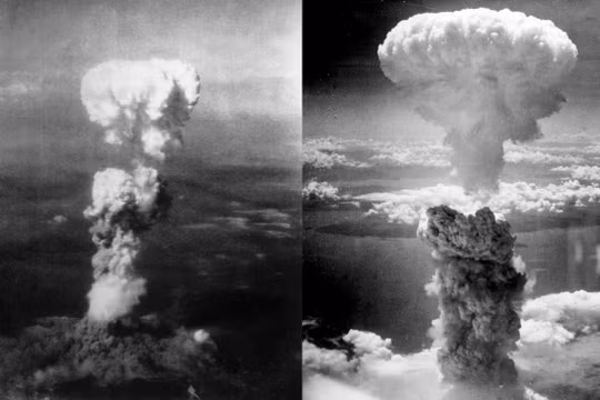 Hình ảnh vụ nổ bom nguyên tử ở hai thành phố Hiroshima và Nagasaki.