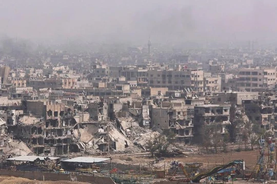 Sự hoang tàn tại phía nam thủ đô Damascus, Syria sau 8 năm nội chiến.