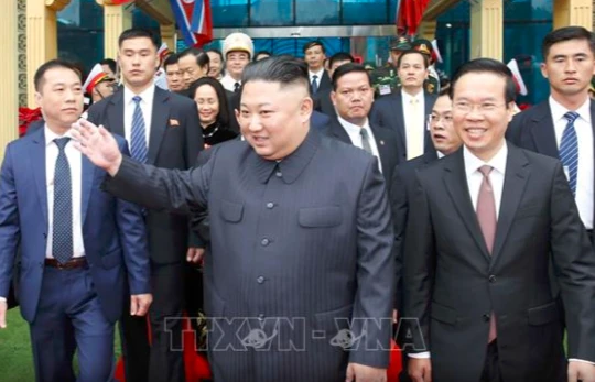 Chủ tịch Triều Tiên Kim Jong-un đã tới ga Đồng Đăng (Lạng Sơn) vào sáng ngày 26/2/2019 (Ảnh: TTXVN)