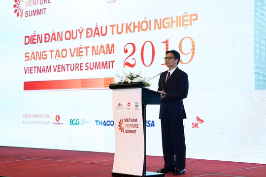 Phó Thủ tướng Vũ Đức Đam phát biểu tại Diễn đàn Quỹ Đầu tư khởi nghiệp sáng tạo Việt Nam 2019 (Ảnh: VGP)