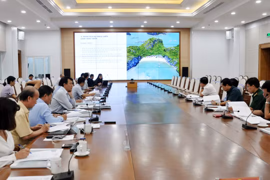 Đại diện Liên danh Công ty CP Đầu tư kinh doanh và Công ty CP Liên Sơn trình bày ý tưởng tại buổi làm việc (Nguồn: quangninh.gov.vn)