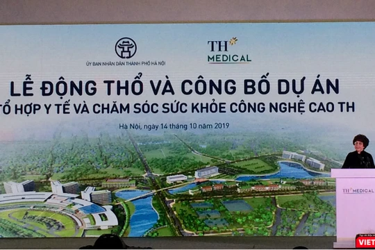 Bà Thái Hương phát biểu tại buổi lễ động thổ dự án TH Medical 