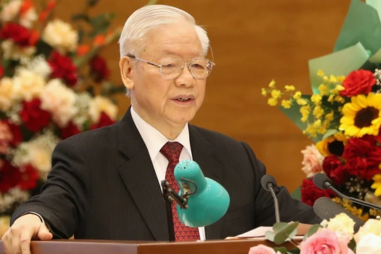 Tổng Bí thư Nguyễn Phú Trọng phát biểu tại Lễ kỷ niệm 40 năm Ngày thành lập Liên hiệp các hội Khoa học và Kỹ thuật Việt Nam.