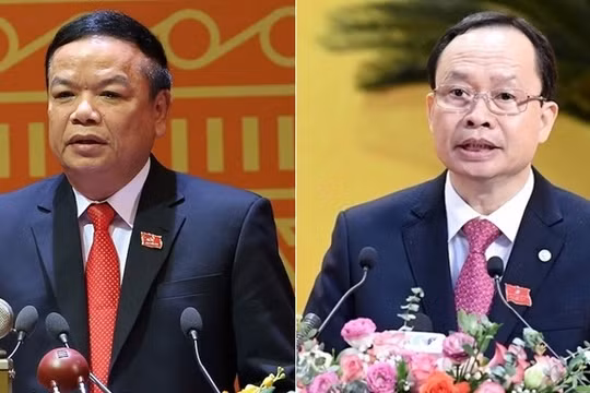 Ông Mai Văn Ninh - nguyên Ủy viên Trung ương Đảng, nguyên Bí thư Tỉnh ủy Thanh Hóa (trái) và ông Trịnh Văn Chiến - nguyên Bí thư Tỉnh ủy Thanh Hóa, bị đề nghị kỷ luật.