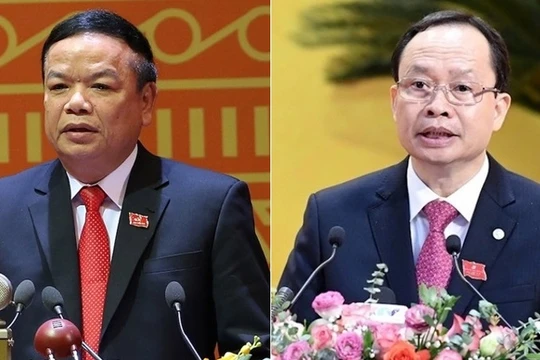 Ông Mai Văn Ninh - nguyên Ủy viên Trung ương Đảng, nguyên Bí thư Tỉnh ủy Thanh Hóa (trái) và ông Trịnh Văn Chiến - nguyên Bí thư Tỉnh ủy Thanh Hóa, bị đề nghị kỷ luật.