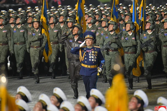 Các lực lượng quân đội tham gia Lễ duyệt binh được tổ chức nhân dịp kỷ niệm 90 năm ngày thành lập Quận đội Nhân dân Triều Tiên vào tháng 4/2022.