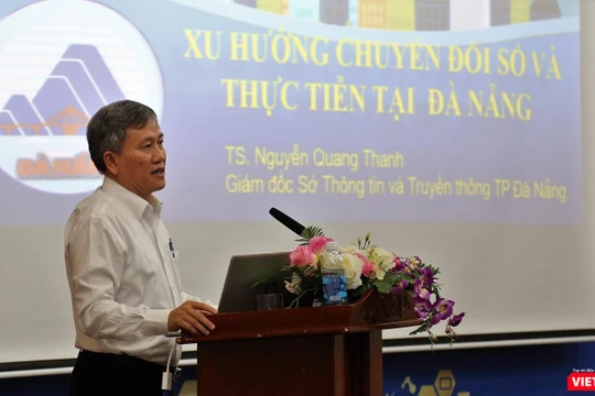 TS. Nguyễn Quang Thanh, Giám đốc Sở Thông tin và Truyền thông Đà Nẵng phát biểu tại Hội thảo “Chuyển đổi số - Cơ hội và thách thức với Đà Nẵng” ngày 31/5.