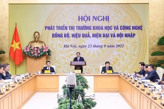 Toàn cảnh hội nghị "Phát triển thị trường khoa học và công nghệ đồng bộ, hiệu quả, hiện đại và hội nhập" (Ảnh: VGP) 