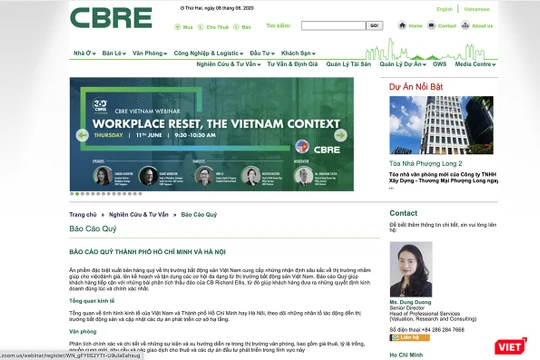 Trang web của CBRE Việt Nam cũng bỏ trống báo cáo nghiêm cứu thị trường BĐS Đà Nẵng