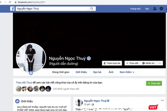 Giao diện trang facebook mang tên “Nguyễn Ngọc Thúy”