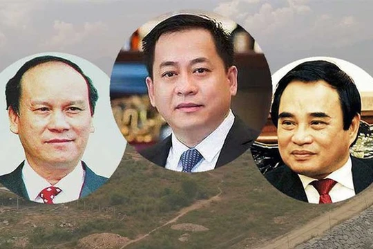 Cựu Chủ tịch UBND TP Đà Nẵng gồm ông Trần Văn Minh (trái), Văn Hữu Chiến (phải) và Vũ "nhôm" (giữa), ảnh Anh Lê