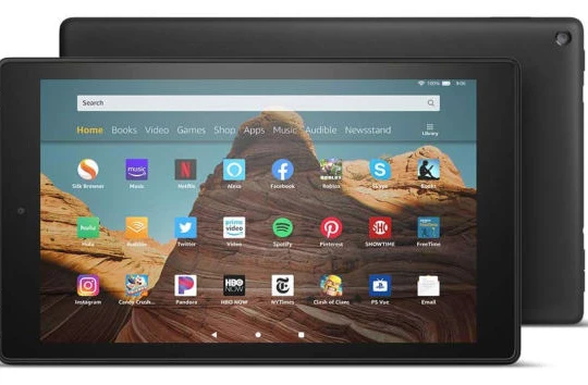 Cận cảnh chiếc máy tính bảng Amazon Fire HD 10. Ảnh:CNBC