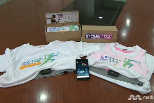 Áo phông thể thao thông minh có công nghệ để theo dõi sức bền, nhịp tim và ECG giúp người mặc thi đấu, vận động tốt nhất. ẢNH: CHANNEL NEWSASIA