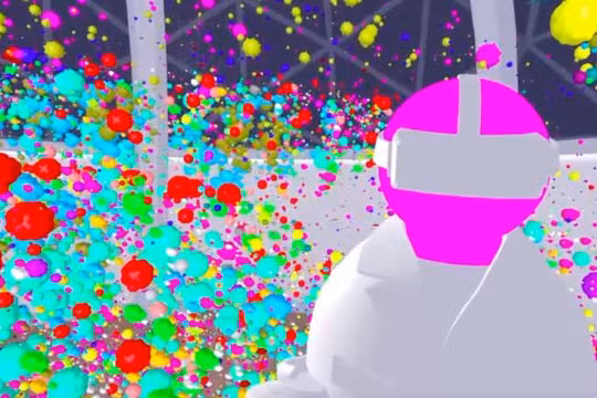 Hình ảnh một nhà khoa học khám phá khối u 3D trong phòng thí nghiệm thực tế ảo.