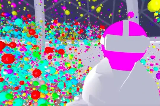 Hình ảnh một nhà khoa học khám phá khối u 3D trong phòng thí nghiệm thực tế ảo.